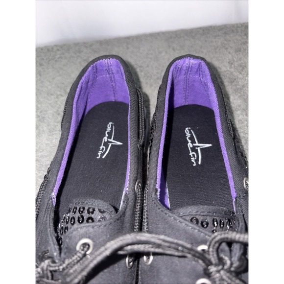 Bluefin Scuttle Black Sequin 7.5 Loafers Boat Shoe Sneakers Glam Athleisure - Picture 6 of 11